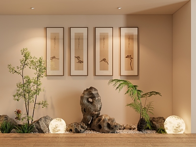 New Chinese-style interior landscape local landscape decorative painting 3d model