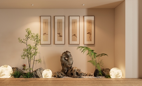 New Chinese-style interior landscape local landscape decorative painting 3d model