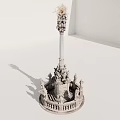 Elaborate Stone Sculpture Fountain with Multiple Figures and Decorative Pedestal Railing