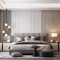 Elegant Modern Bedroom Interior With Plush Bed Upholstered Headboard Nightstands Pendant Light And Soft Rug