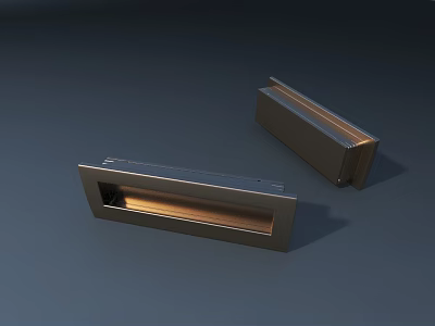 Modern Recessed Brass Door Handles With Sleek Design For Cabinet Doors 3d model