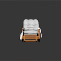 Modern Comfortable Rocking Chair With Orange Frame And White Padded Cushions Matching Ottoman