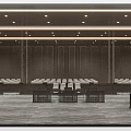 Formal Courtroom Interior With Judge Bench Audience Seats Bright Lighting And National Emblem
