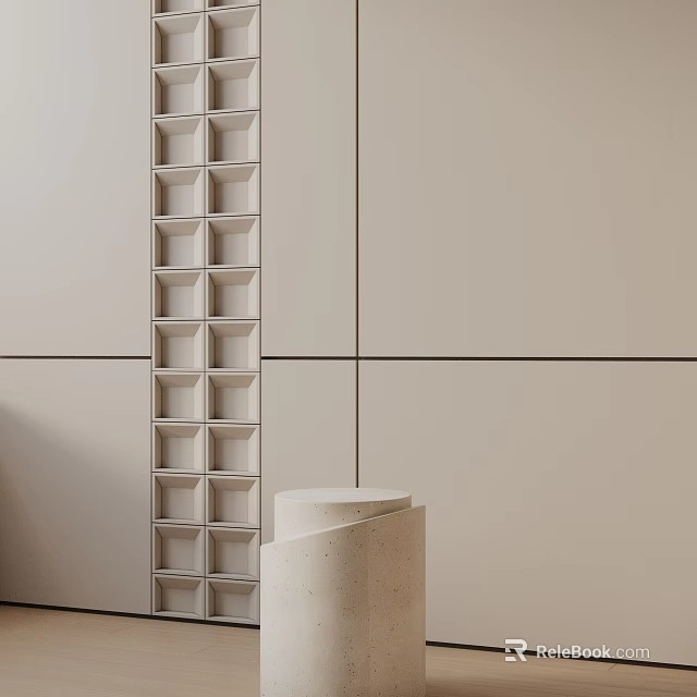 Minimalist Concrete Side Table With Spiral Design In Modern Interior Space 3d model