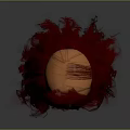 Mysterious Horror Character Head With Red Curly Hair And Bloodstained Face