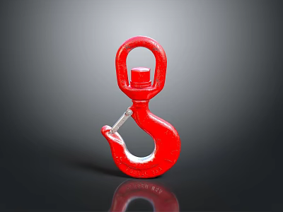 Industrial Red Lifting Hook Equipment With Heavy Duty Shackle Design 3d model