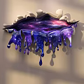 Starry Purple Blue Wall Decor with Hole Design and Glittery Dripping Elements