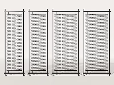 Modern Multiple Partition Screens Featuring Metal Frames And Grid Patterns 3d model