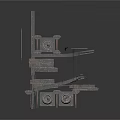 Abstract Scene Components With Metallic Frames Wooden Planks And Gear Elements