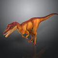Realistic 3D Dinosaur Model With Open Mouth Orange Yellow Body And Red Head Standing