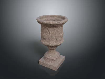 Elegant Decorative Sandstone Flower Pot With Carved Design For Garden Plants 3d model