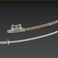 Traditional Japanese Katana Swords with Blue Gold Handle Yellow Sheath and Ornamental Details