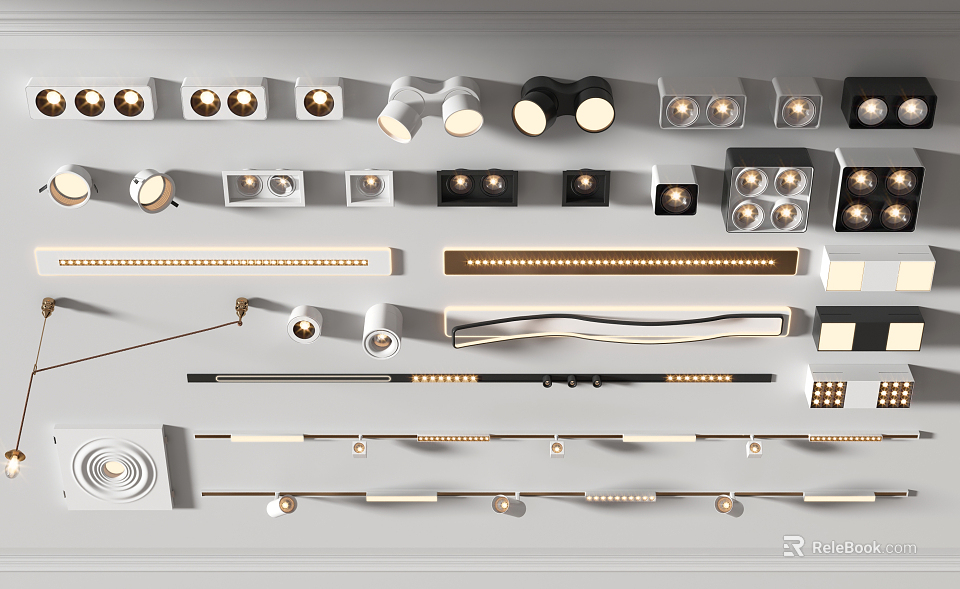 Downlights and Spotlights LED Lighting Fixtures Various Types for Home Interior Ceiling and Wall Mounted 3d model 