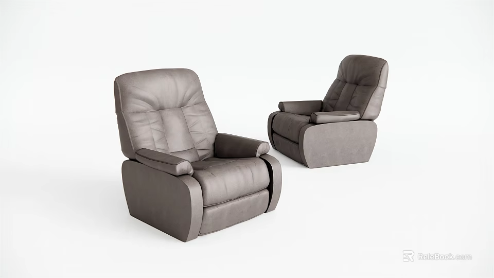 Modern Gray Leather Single Seater Sofa With Comfortable Backrest And Armrests 3d model