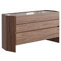 Modern Walnut Entryway Console Table And Side Cabinet With Storage Drawers 3d model