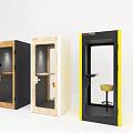 Public Facility Soundproof Booths In Various Colors With Stool And Table Inside 3d model