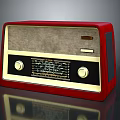 Vintage Red Radio With Gold Accents Black Panel And Control Knobs
