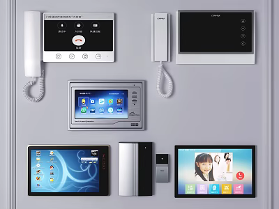 Different Doorbell Types With LCD Screens Video Functions And Contemporary Styles 3d model