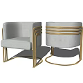Elegant Modern Luxury Dining Chairs With White Upholstery And Gold Metal Armrest Frames