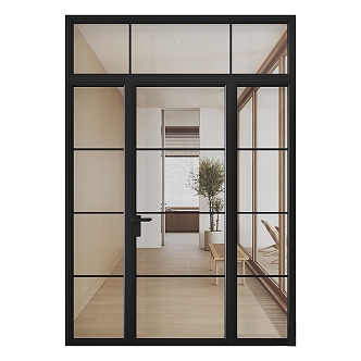 Modern minimalist glass door 3d model