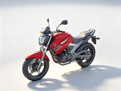 Red Modern Motorcycle With Sleek Body Design And Black Seat Alloy Wheels 3d model