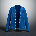 Blue Denim Jacket With Button Front Design And Functional Pockets For Casual Wear 3d model