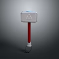 Silver Mjolnir Hammer With Triangular Symbol Blue Top And Red Handle