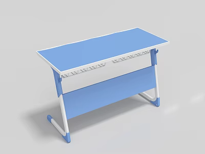 Blue And White Foldable Desk With Flat Top And Metal Legs Design 3d model