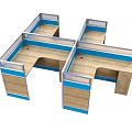 Modern Office Work Desks With Various Layouts And Wooden Partition Design