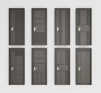 Modern security door single door entry door combination 3d model