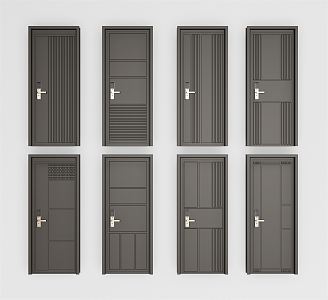 Modern security door single door entry door combination 3d model