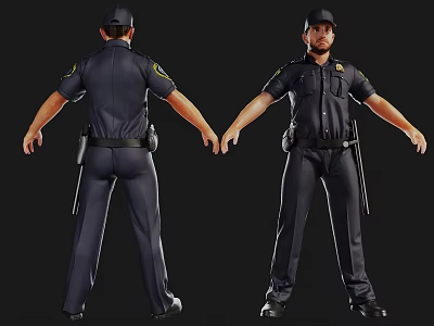 Man In Policeman Uniform With Equipment Details 3d model Man In Policeman Uniform With Equipment Details 3d model