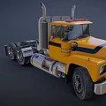 Functional Classic Yellow Heavy Duty Truck With Cab Dual Wheels And Exhaust Pipes
