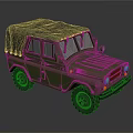 Military Green Off Road Vehicle With Canvas Top And Classic Design Features