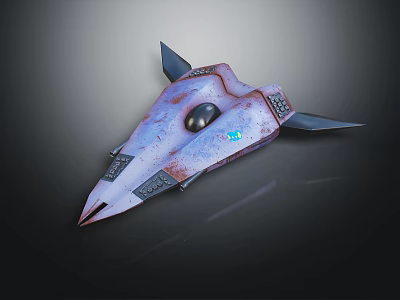 Innovative Cosmic Spacecraft Featuring Purple Blue Exterior And Sharp Nose Cone Design 3d model