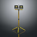 Portable Adjustable Yellow Tripod Work Light With Two Floodlights And Stable Base