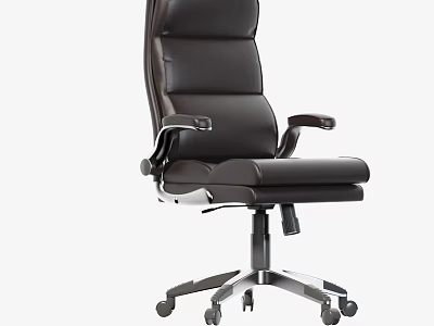Ergonomic Black Leather Office Chair With Adjustable Armrests And Swivel Wheels 3d model