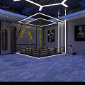 Modern Fitness Gym Interior With Workout Equipment Lounge Area And Neon Lights