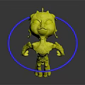 Green Glowing Eyed Creature With Antennae Holding Star Shaped Object And Blue Halo