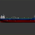 Large Cargo Ship With Red Blue Hull And Green Deck 3d model