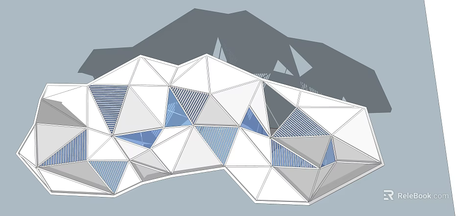 Modern Pergola Design With Geometric White And Blue Panel Structure 3d model