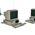Vintage Retro Desktop Computer Systems With Monitor Keyboard And Mouse Setup