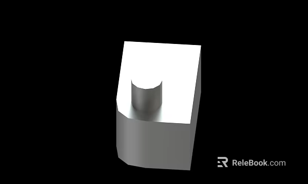 White Smooth Geometric 3D Model With Square Base And Cylindrical Protrusion 3d model 