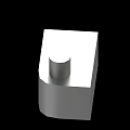 White Smooth Geometric 3D Model With Square Base And Cylindrical Protrusion