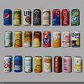 Assorted Beverage Cans With Different Brands And Various Flavors On 3d model