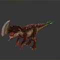 3D Rendered Dinosaur Model Featuring Cranial Crest Open Mouth And Detailed Scales On Dark Background
