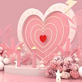 Pink Themed Interactive Area With Heart Shape Decorations Arrow Flamingo And Stars