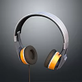 Over Ear Headphones With Gray And Orange Design And Wired Audio Features