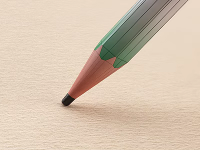 Vibrant Green Pencil With Sharp Black Tip Gently Touching Light Paper Surface 3d model