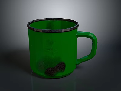 Green Household Mug With Silver Rim And Comfortable Handle For Daily Use 3d model